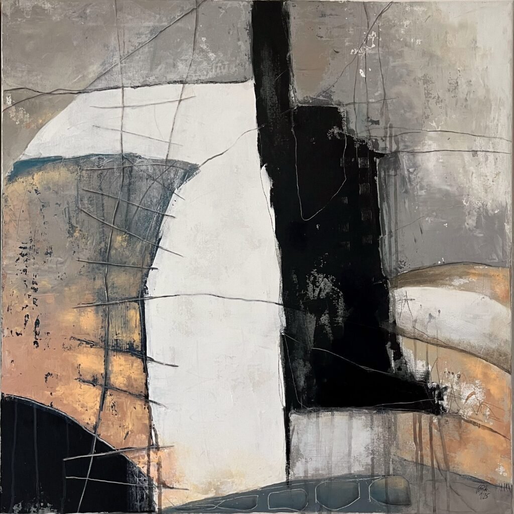 Antarctic encounter, N° 03 01 25, 2025, Vera Jochum, acrylic, charcoal on canvas, 80 x 80 cm