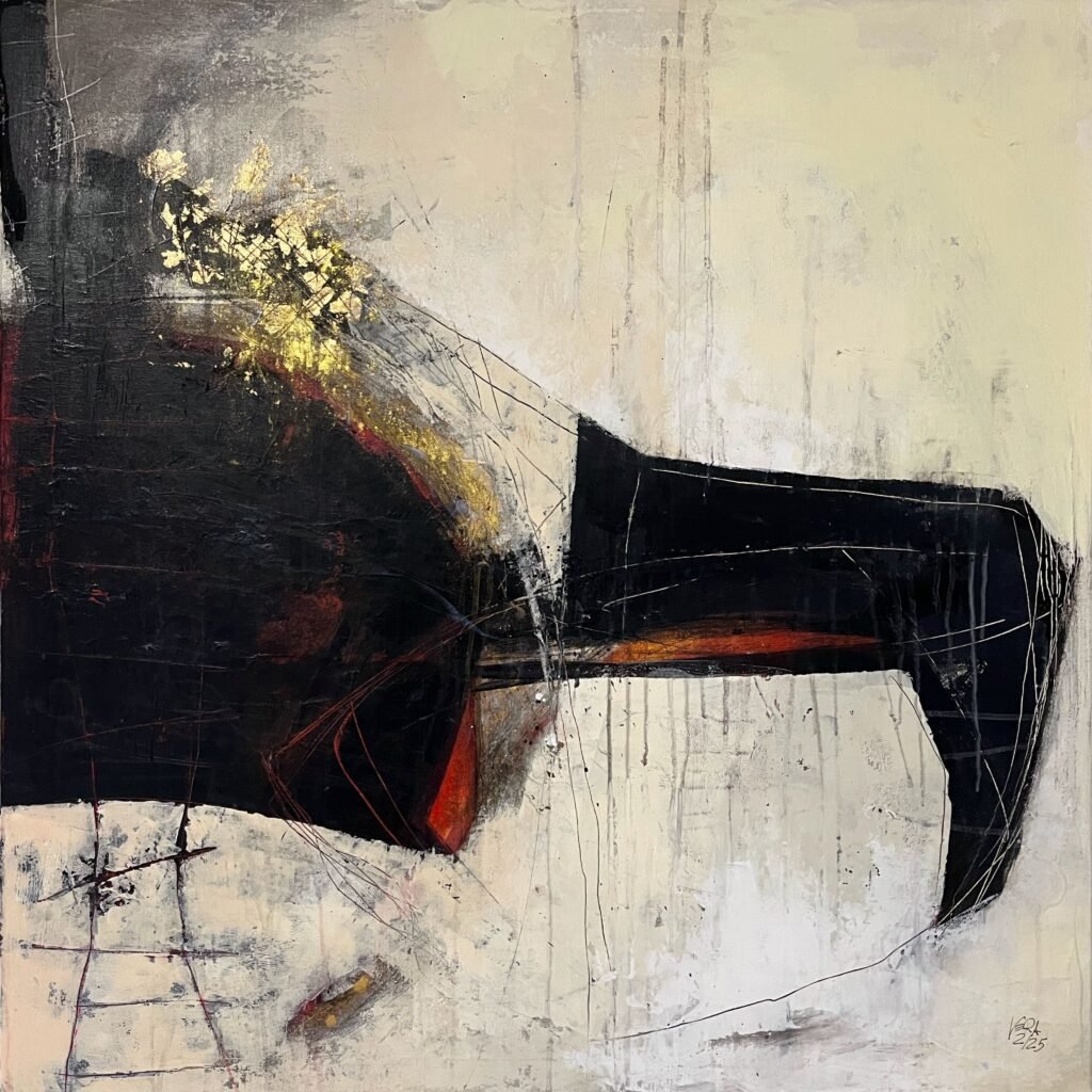Black Swan, N° 02 02 25, 2025. Vera Jochum, acrylic, charcoal on canvas, 80 x 80 cm