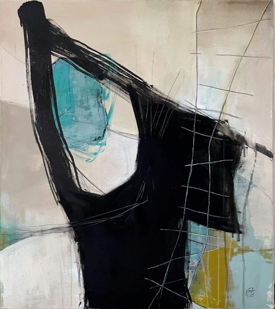 Interstices, N° 01 01 25, 2025. Vera Jochum, acrylic, charcoal on canvas, 80 x 70 cm