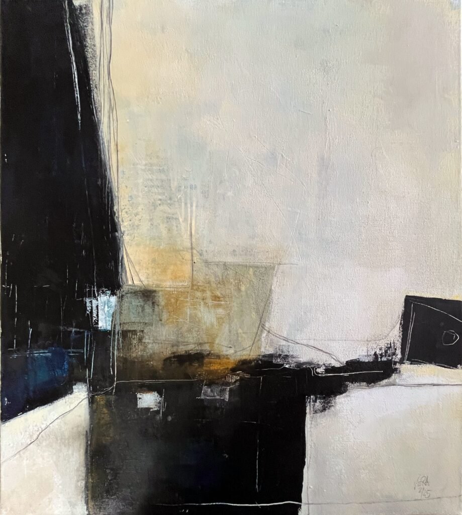 Resonance of Silence, N° 04 02 25, 2025. Vera Jochum, acrylic, charcoal on canvas, 80 x 70 cm