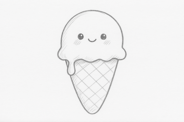 pencil simple cute ice cream sketch