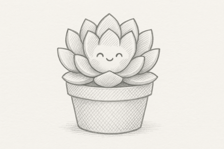 simple doodle for beginners succulent