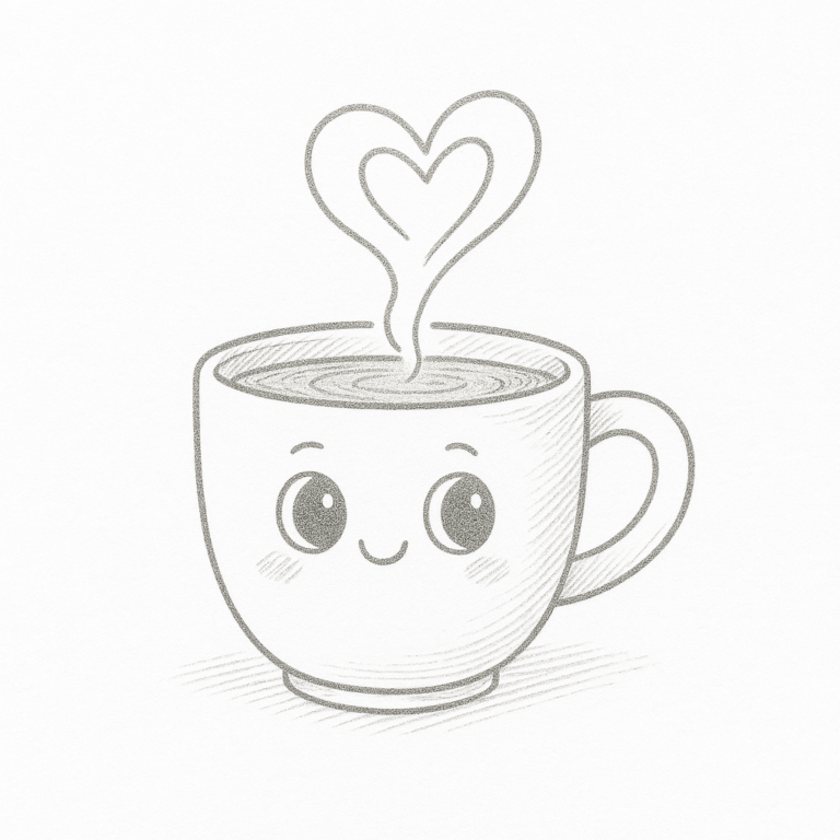 Pencil sketch coffee cup easy