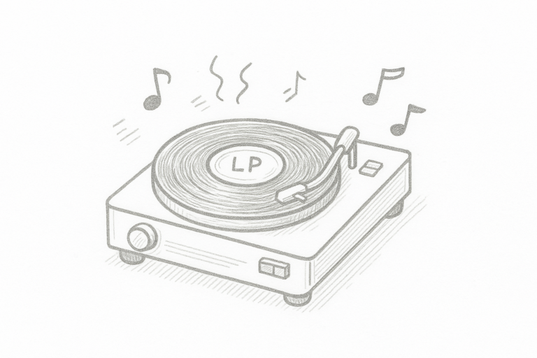 Vinyl record player easy sketch drawing