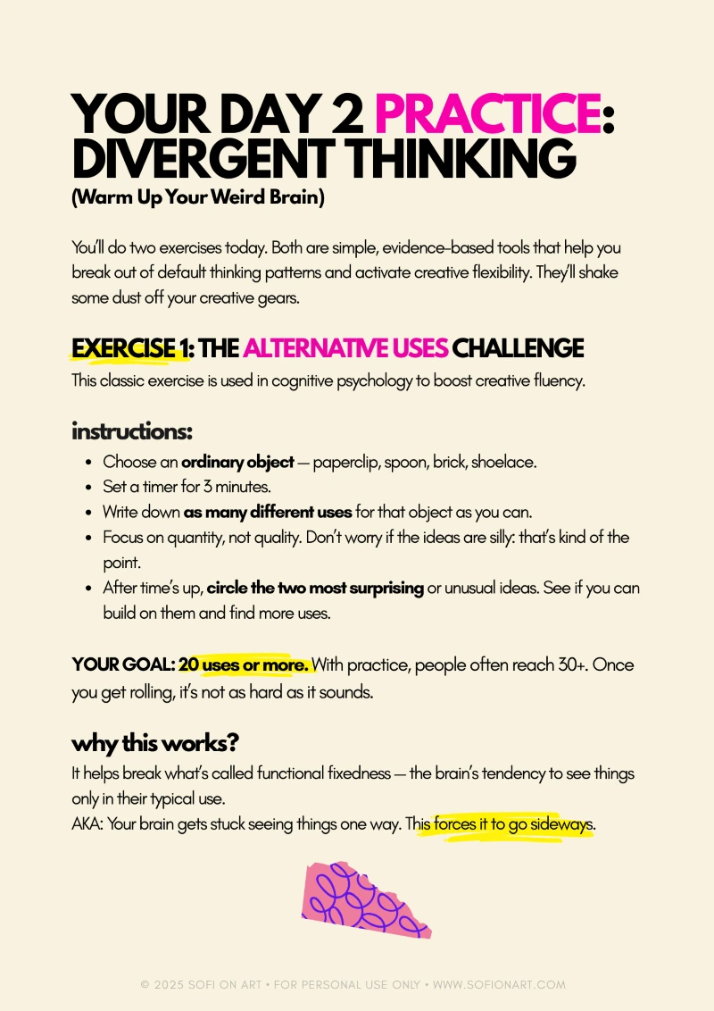 Creative Block Exercises Divergent thinking