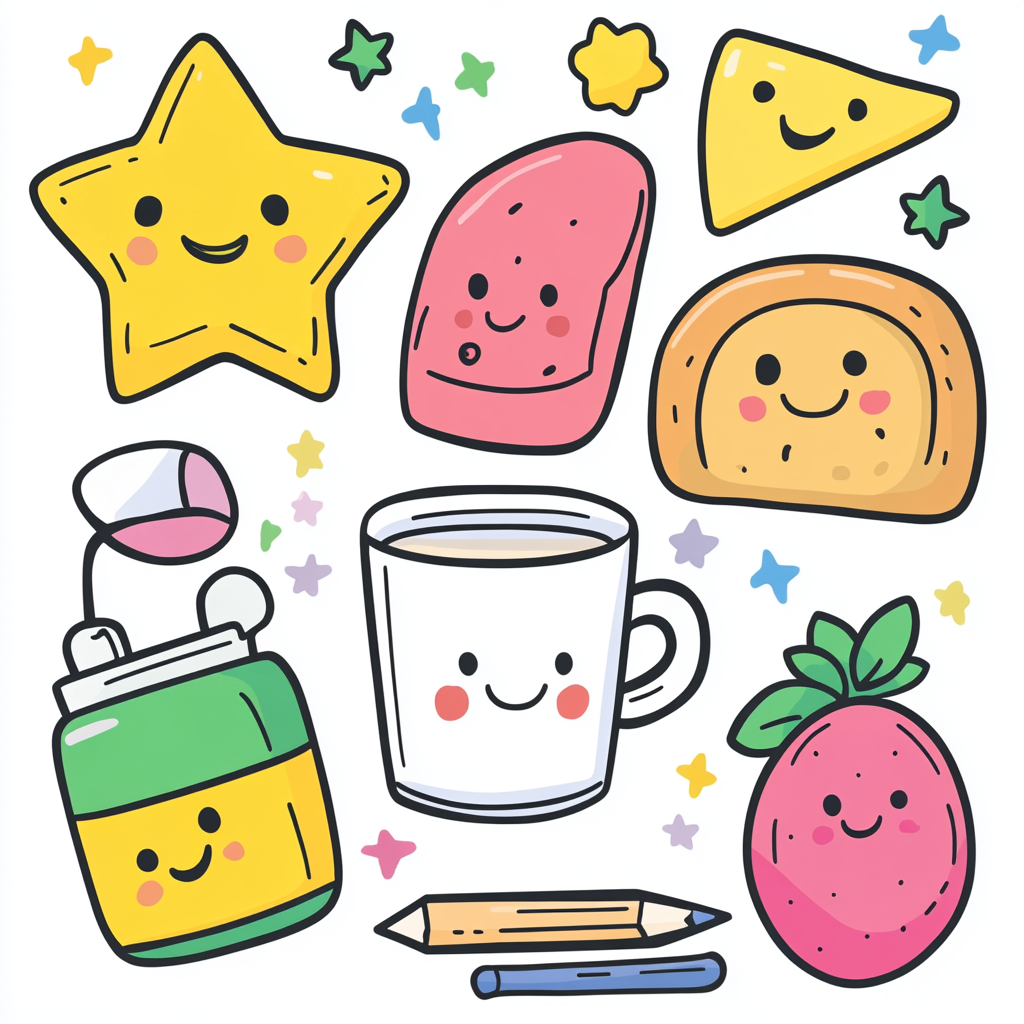 colored kawaii